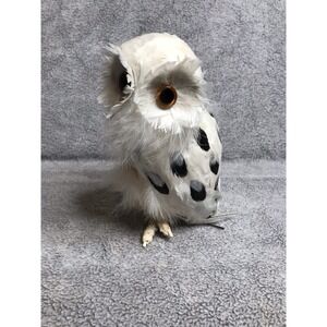 Realistic White Feather Snow Owl‎ Black Spots Handmade Decor Michaels Fall Bird